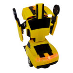 Carrinho Super Robots Camaro Amarelo Que Vira Robô, Carro Vira Robô Emite Luz Som Transformes